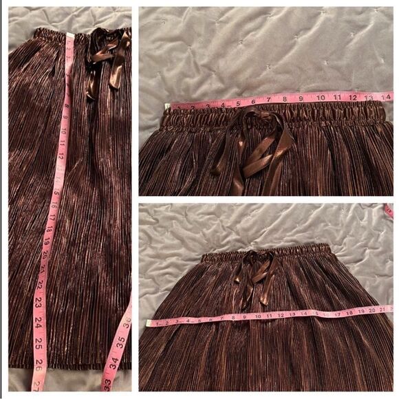 Modcloth Metallic Skirt Glitz The Metallic Midi Skirt Tie Elastic Bronze S NWT - Picture 13 of 13